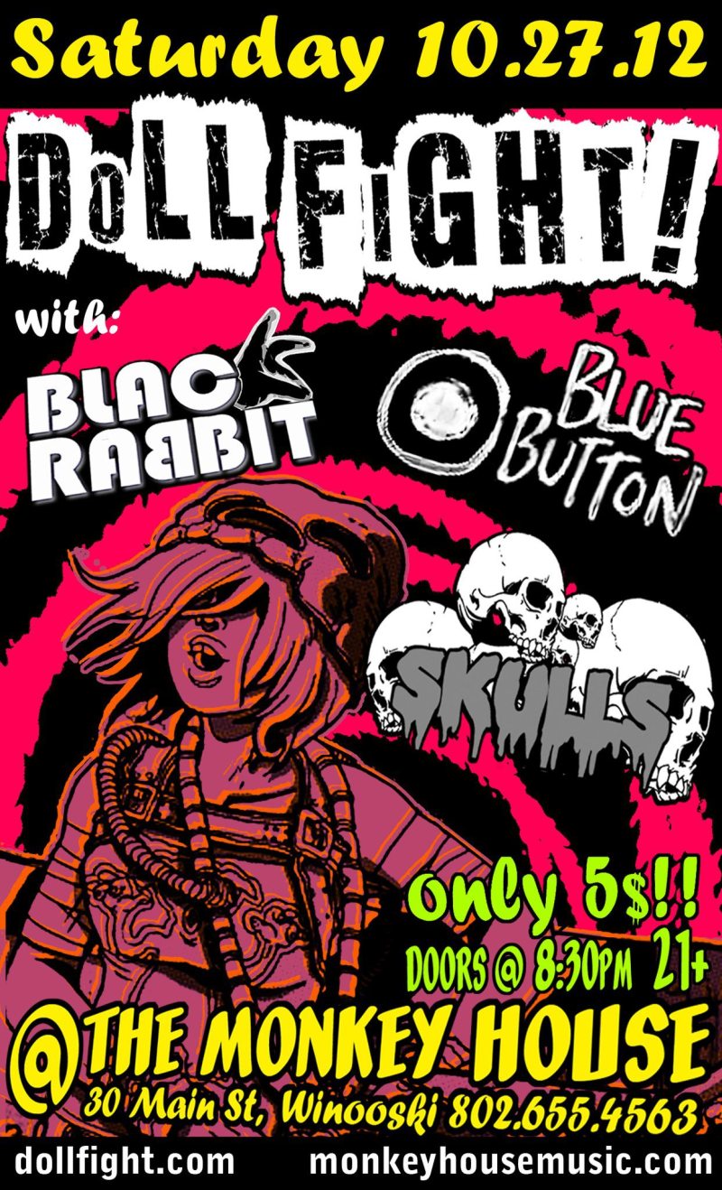 punk rock halloween party 10/27 at the monkey house black rabbit doll fight blue button skulls